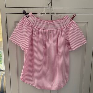 Vineyard Vines Pink Striped Off-Shoulder Blouse